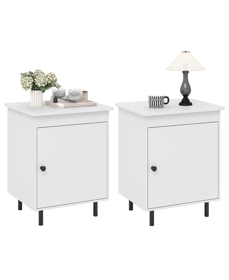 Slickblue Set of 2 Bedroom Nightstand in Mid-Century Design with Storage Door