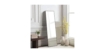 Busdays Floor Standing Mirror Wall Mirror with Stand Aluminum Alloy Thin Frame Rectangular