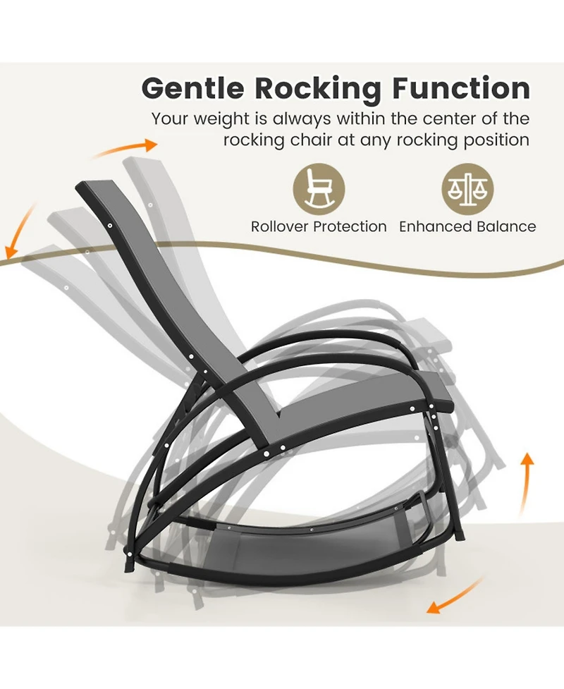 Gouun 2-in-1 Outdoor Rocking and Lounge Chair with 4-Position Backrest