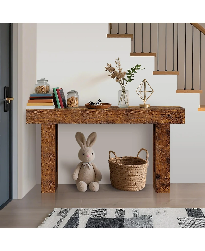 homfan 63" Farmhouse Console Table with Storage Shelf, Entryway Sofa Table for Behind Couch or Hallway