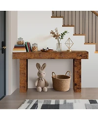 homfan 63" Farmhouse Console Table with Storage Shelf, Entryway Sofa Table for Behind Couch or Hallway