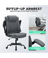 homfan Pu Leather Office Chair with Flip-Up Armrests, High Back Executive Desk Chair, 360degree(s) Swivel and Adjustable Height