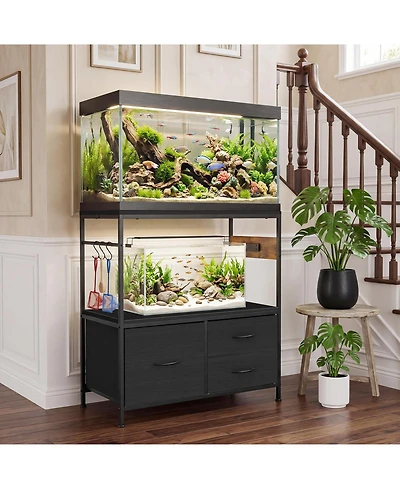 gaomon 20-29 Gallon Fish Tank Stand, Metal Frame Aquarium Stand with Drawers, Double Turtle for