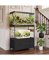 gaomon 20-29 Gallon Fish Tank Stand, Metal Frame Aquarium Stand with Drawers, Double Turtle for