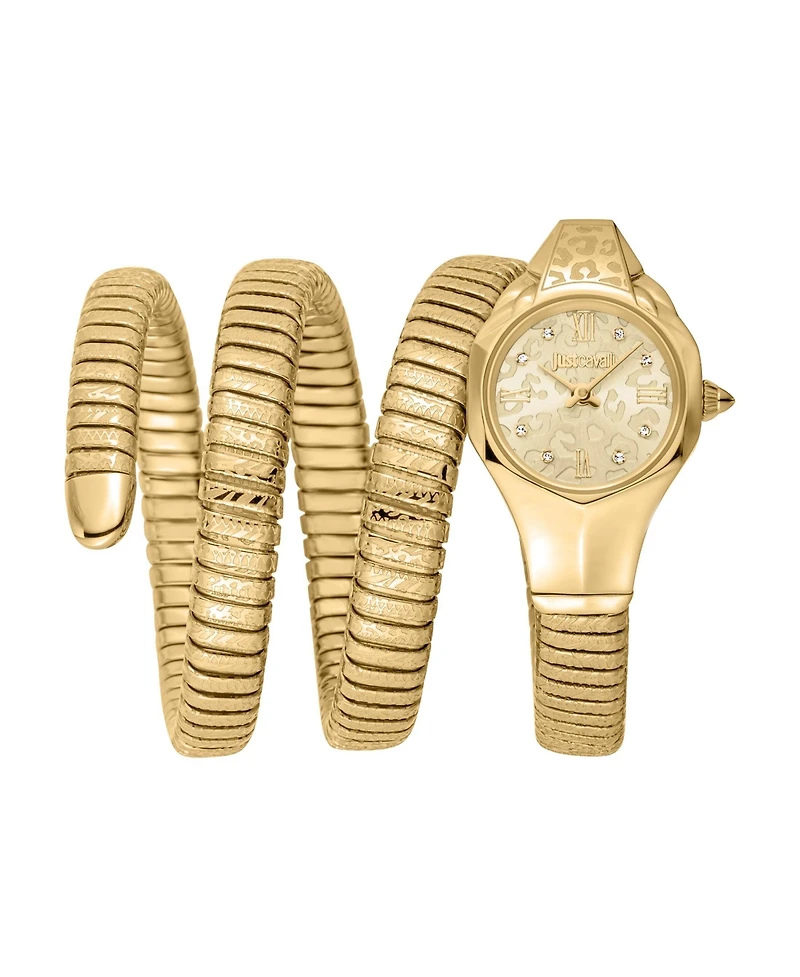 Just Cavalli Women's Reptilia Quartz Ip Gold Stainless Steel Bracelet Watch