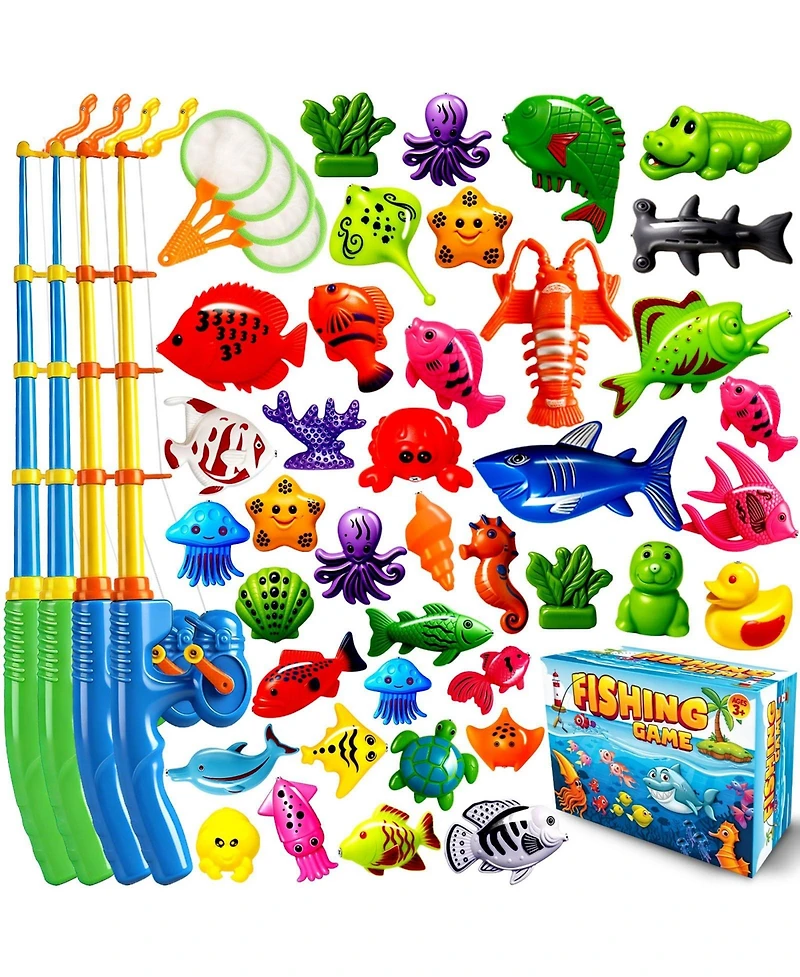 Gnuadz 40 Fishes Fishing Game Set Water Table Bath Toy Kids Gift