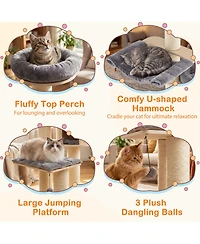 Cozito 4-Layer Wooden Cat Tree Condo Activity Tower with Sisal Posts