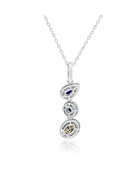 Suzy Levian New York Sterling Silver Multi-Shape Sapphire Halo Drop Pendant