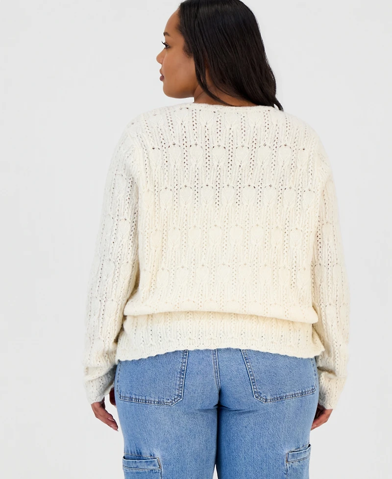 And Now This Trendy Plus Pointelle Drawstring Cardigan, Macy's Exclusive