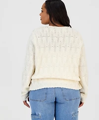 And Now This Trendy Plus Pointelle Drawstring Cardigan, Macy's Exclusive