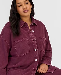 And Now This Trendy Plus Denim-Look Terry Shacket, Macy's Exclusive