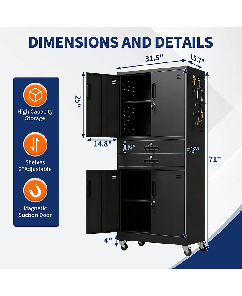 Viyet 71-Inch Metal Tool Cabinet