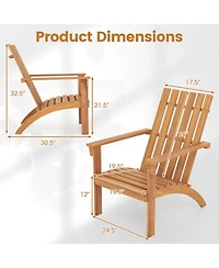 Sugift Acacia Wood Adirondack Chair with 100-Degree Backrest and Deep Curved Seat