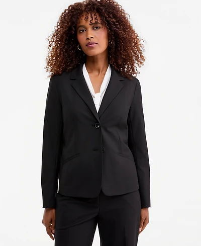 Kasper Women's Washable Bi-Stretch Notch-Collar Two-Button Jacket, Regular & Petite