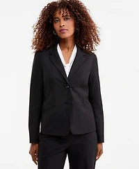 Kasper Women's Washable Bi-Stretch Notch-Collar Two-Button Jacket, Regular & Petite
