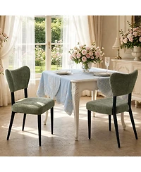 Morden Fort Curved Back Dining Chair Set of 2, Modern Fabric Dining Room Chair Kitchen Chairs, Farmhouse Dinner Chair for Kitchen Dining Room