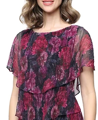 Sl Fashions Women's Crew Neck Printed Tiered Dress