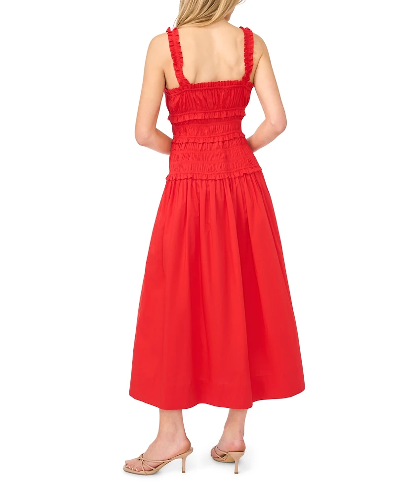 CeCe Women's Ruffled Strappy Smocked Midi Dress