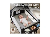 Kinder King 4-in-1 Portable Baby Playard with Bassinet, Changing Table and Canopy