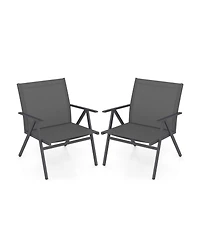 Sugift Set of 2 Mesh Fabric Patio Lounge Chairs with Metal Frame and Wide Seat