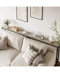 homfan 5.9" Narrow Sofa Table, Skinny Console Table with Storage, Slim Behind Couch Table for Living Room Entryway