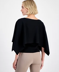 Anne Klein Women's Boat-Neck Cape-Overlay Sweater