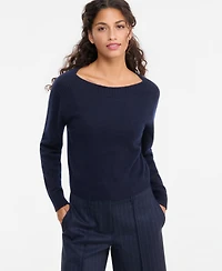 Charter Club Petite Cashmere Boat-Neck Long-Sleeve Sweater, Macy's Exclusive