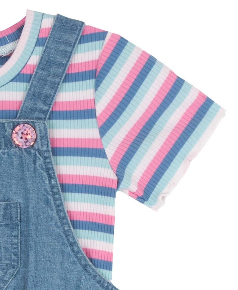 Rare Editions Girls' 2T-6X Short-Sleeve T-Shirt and Jumper, 2-Piece Set
