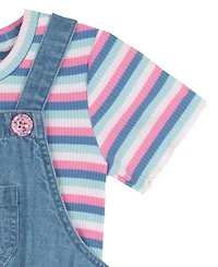 Rare Editions Girls' 2T-6X Short-Sleeve T-Shirt and Jumper, 2-Piece Set
