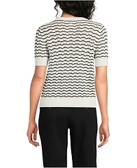 Lands' End Women's Cotton Viscose Short Sleeve Cardigan Sweater