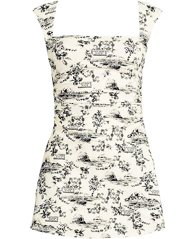 Lands' End Women's Plus New Smoothing Square Neck Ruched Swim Dress Swimsuit