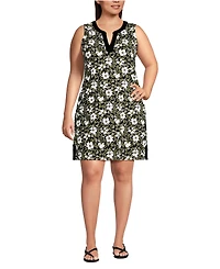 Lands' End Plus Cotton Jersey Notch Neck Dress