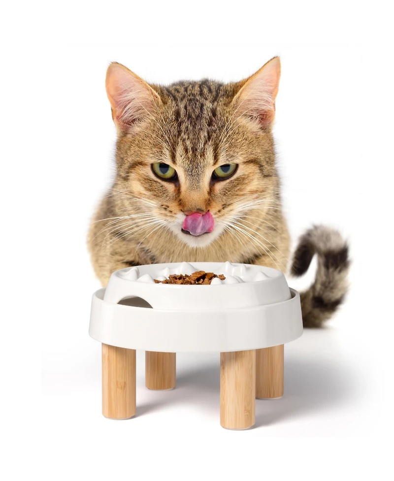 CatGuru Cat Slow Feeder, Set Of Two, Marshmallow