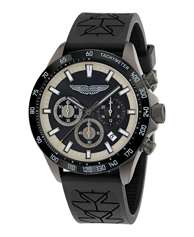 Aston Martin F1 Men's Quartz Gunmetal Silicone Strap Watch 44mm