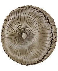 J Queen New York Glimmerstone Tufted Round Decorative Pillow, 15" Round