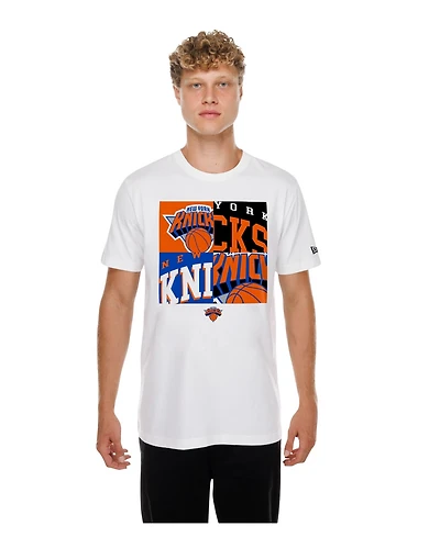 New Era Men's White York Knicks Block Logo T-Shirt