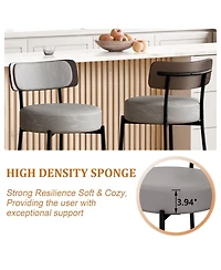 Dyhome 24 inches Bar Stools Set of 2, Counter Height Bar Stools with Leather Pad Wood Back