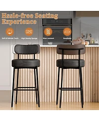 Dyhome 24 inches Bar Stools Set of 3, Counter Height with Leather Pad Wood Back