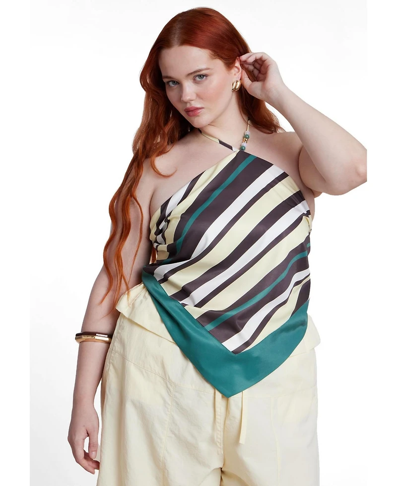 Eloquii Plus Halter Scarf Women's Top