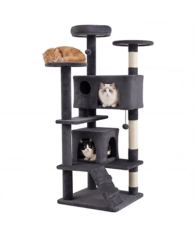 Cozito 52 in Tall Cat Tree Tower for Indoor Cats with Perches and Caves