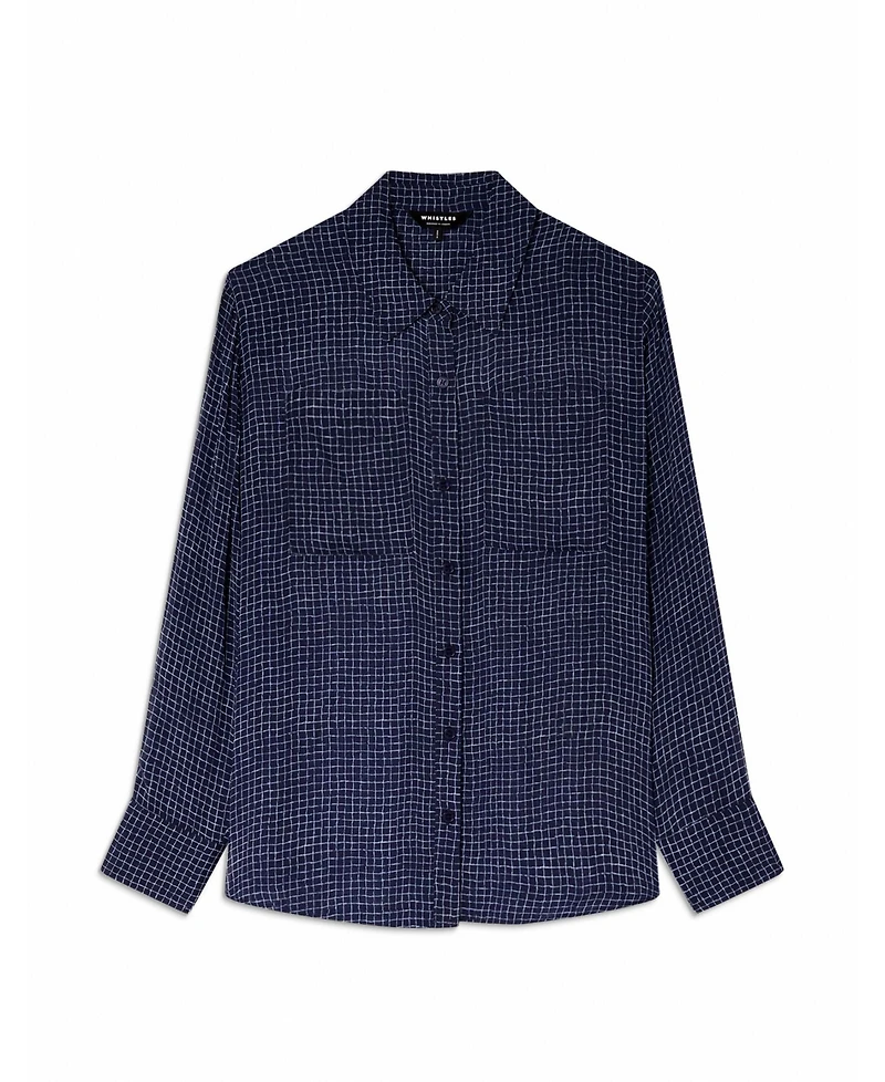 Whistles Women's Grid Print Sheer Shirt