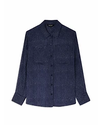 Whistles Women's Grid Print Sheer Shirt