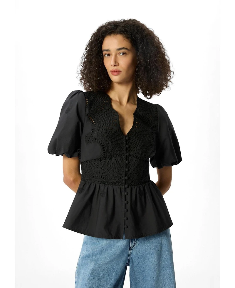 Whistles Women's Cotton V-Neck Blouse