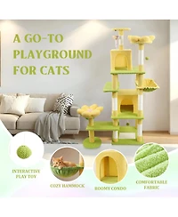 Streamdale Furniture flower cat tree with large condo removable flower cushion and hammock