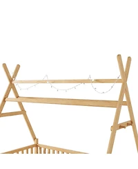 Streamdale Furniture Kids House Bed with Light, Low Floor, Fence and Roof