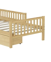 Streamdale Furniture Twin Wood Platform Bed With Rails and 2 Drawers