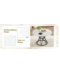 Streamdale Furniture Circular Mdf Dining Table with 4 Spliced Pu Chairs