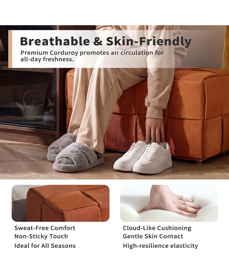 Streamdale Furniture Corduroy Square Ottoman Foot Rest
