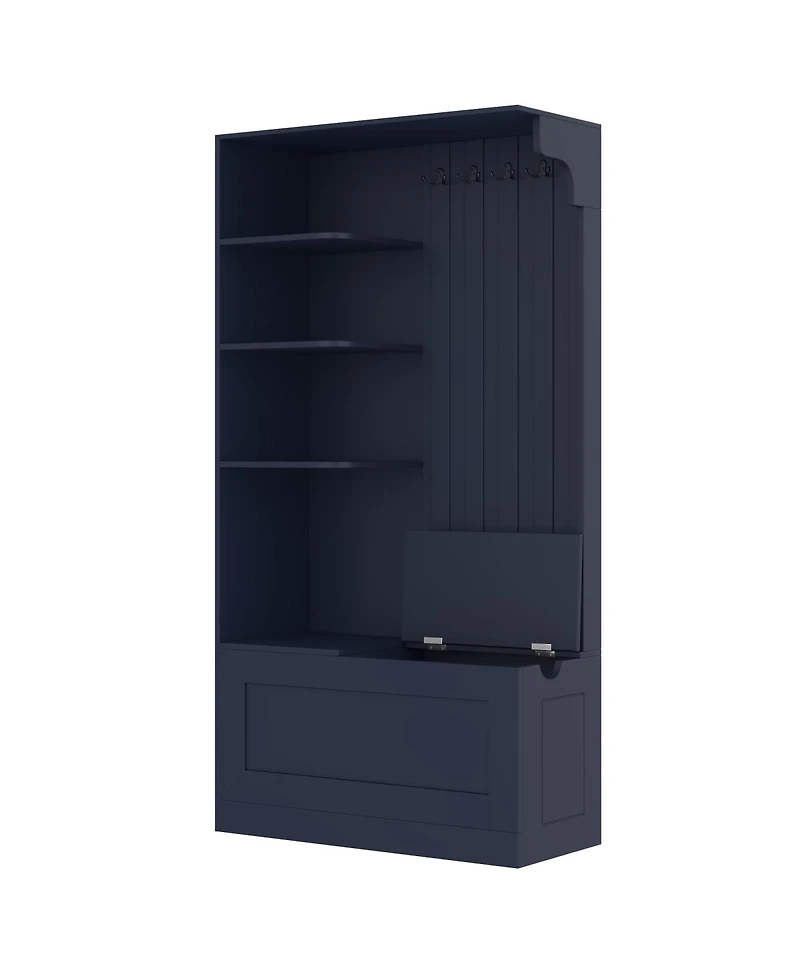 Streamdale Furniture Multifunctional 2-in-1 Hall Tree with Storage and 4 Hooks