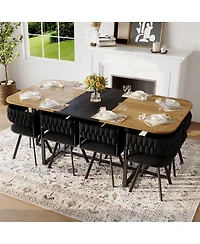 Streamdale Furniture 9 Piece Square Dining Table Set with 8 Velvet Chairs